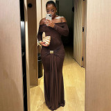 One Shoulder Long Sleeve Maxi Dress GYME-K24D58051