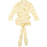 Solid Color Long Sleeve Shirt Two Piece Skirts Set GYME-K24D61624