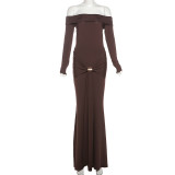One Shoulder Long Sleeve Maxi Dress GYME-K24D58051