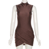 Solid Color Pleated Sleeveless Mini Dress GYME-K24D45628
