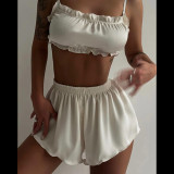 Sexy Tie Up Sling Nightgown Solid-color Shorts Set DLSF-K23S42161