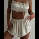 Sexy Tie Up Sling Nightgown Solid-color Shorts Set DLSF-K23S42161