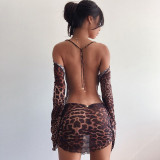 Flare Sleeve Sexy Backless Mini Dress GYME-K20D09320