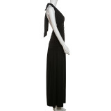 Halterneck V Neck Split Maxi Dress GYME-K24D48546