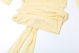 Solid Color Long Sleeve Shirt Two Piece Skirts Set GYME-K24D61624