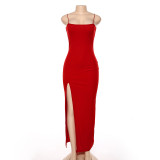 One Shoulder Sling Backless Split Maxi Dress GYME-D1735259