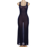 Mesh See Through Sleeveless Maxi Dress GYME-K23D31809