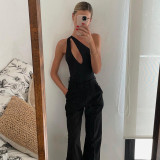 Sexy Slash Shoulder Hollow Out Bodysuit GYME-K21K01509