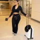 Solid Color Sport Long Sleeve Tops Vest Three Piece Pants Set XMCS-CS2024625047