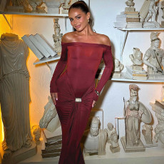 One Shoulder Long Sleeve Maxi Dress GYME-K24D58051