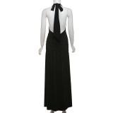 Halterneck V Neck Split Maxi Dress GYME-K24D48546