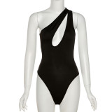 Sexy Slash Shoulder Hollow Out Bodysuit GYME-K21K01509