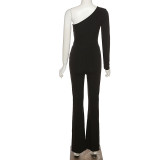 Long Sleeve Mesh Patchwork Jumpsuit GYME-K21Q06263