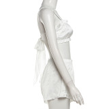 Sexy Tie Up Sling Nightgown Solid-color Shorts Set DLSF-K23S42161