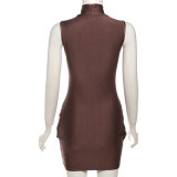 Solid Color Pleated Sleeveless Mini Dress GYME-K24D45628
