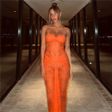 Wrap Chest Lace See Through Maxi Dress GYME-K23D32297