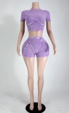 Short Sleeve O Neck Sport Two Piece Shorts Set XMCS-2024424141