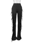 Tassel Solid Color Micro Flare Jeans XMCS-CS20247242048