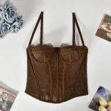 Lace Hollow Out See Through Sling Tops GNZD-Q01059J