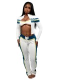 Contast Color Zipper Sport Three Piece Pants Suit XMCS-K25L899