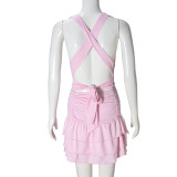 Hollow Out SleevelessTop And Cake Skirt Two-Piece Set GNZD-51659SBD