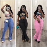 Tassel Solid Color Micro Flare Jeans XMCS-CS20247242048