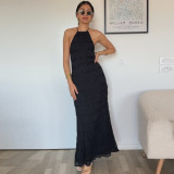 Sleeveless Tie Up Ruffles Maxi Dress GNZD-51618DBD