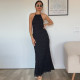 Sleeveless Tie Up Ruffles Maxi Dress GNZD-51618DBD