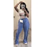 Tassel Solid Color Micro Flare Jeans XMCS-CS20247242048