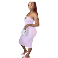 Hollow Out Tube Top Midi Dress XMCS-CASI2024402