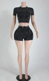 Short Sleeve O Neck Sport Two Piece Shorts Set XMCS-2024424141