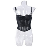 Lace Hollow Out See Through Sling Tops GNZD-Q01059J
