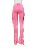 Tassel Solid Color Micro Flare Jeans XMCS-CS20247242048