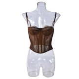 Lace Hollow Out See Through Sling Tops GNZD-Q01059J