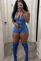 Solid Color Ribbed Tight Casual Romper XMCS-CA2024515019