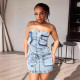 Wrap Chest Multi Pockets Denim Mini Dress XMCS-CS2024042