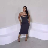 Hollow Out Tube Top Midi Dress XMCS-CASI2024402