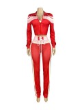 Contast Color Zipper Sport Three Piece Pants Suit XMCS-K25L899