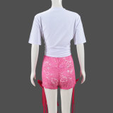 Butterfly Print Loose Top And Lace Shorts Set GNZD-51286SHD
