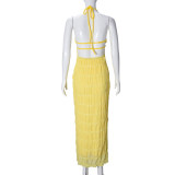 Sleeveless Tie Up Ruffles Maxi Dress GNZD-51618DBD