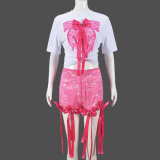 Butterfly Print Loose Top And Lace Shorts Set GNZD-51286SHD