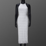 Sleeveless Tie Up Ruffles Maxi Dress GNZD-51618DBD