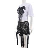 Butterfly Print Loose Top And Lace Shorts Set GNZD-51286SHD