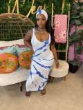 Sleeveless Tie Dye Backless Maxi Dress XMCS-CASI2024228