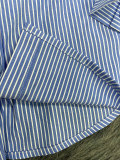 Stripe Long Sleeve Shirt Two Piece Shorts Set SSNF-211495