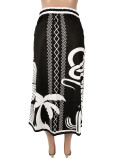 Floral Print Slit Sexy Long Skirt SHD-9538