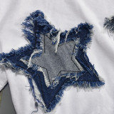 Patchwork Tassel Five-pointed Star T-shirt GNZD-11175THR