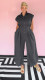Plus Size Sleeveless Lapel Solid Jumpsuit NY-3658