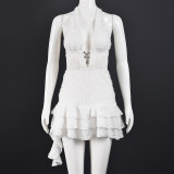 V Neck Hollow Out Backless Mini Dress GNZD-51775DHD