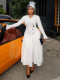 Plus Size V Neck Pleated Knits Maxi Dress NNWF-8114
